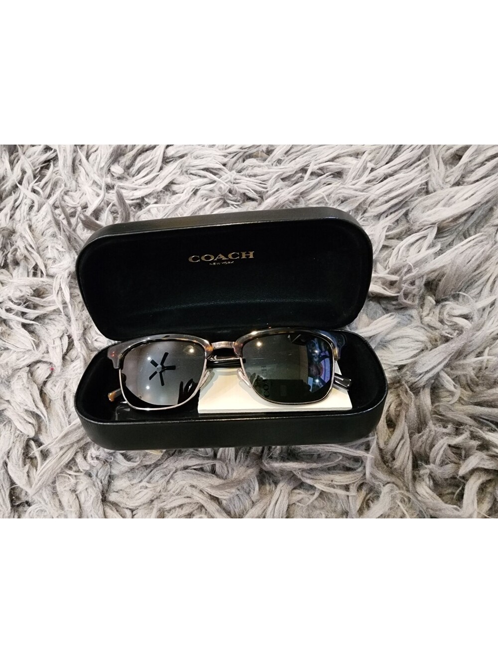 Coach HC8271U Women's Square Sunglasses Tortoise Frame Black Lens